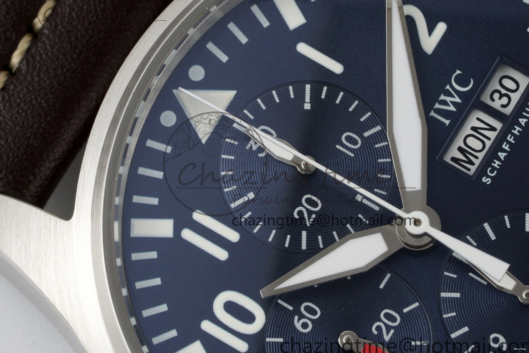 MIROTIME 0524 Pilot Chrono SS AZF 1:1 Best Edition Blue Dial on Brown Leather Strap A TimelessDesign 7060